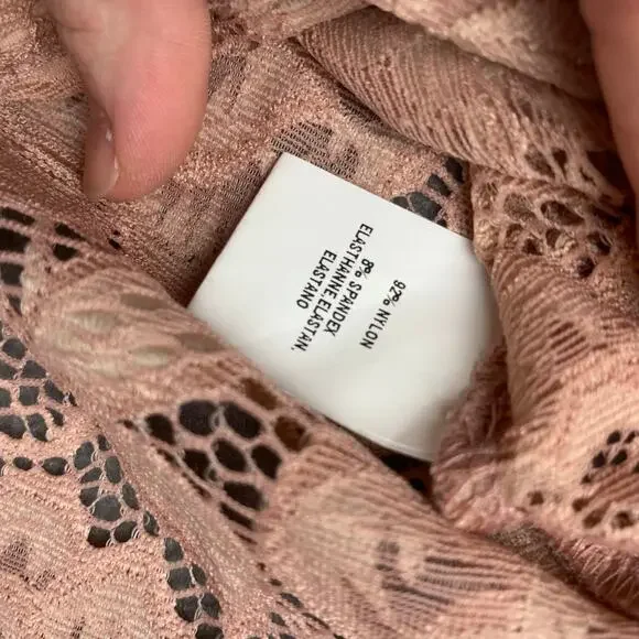 BHLDN Blush Pink Lace Floral Cropped Blouse Romantic Feminine Coquette - Picture 4 of 7